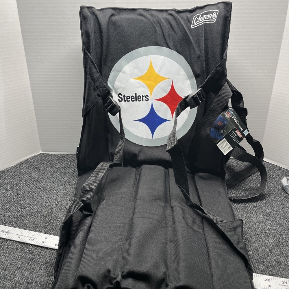 Coleman NFL Steelers Team Logo Black Stadium Seat Chair NWT Padded Portable
